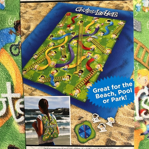 Hasbro Chutes & Ladders Game Beach Towel Backpack Set NWT Towel 58 in X 58 in - Picture 2 of 7